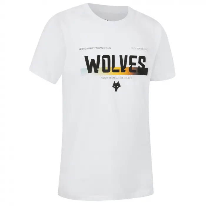 Wolverhampton Wanderers Shirt Store | Gradient Wordmark T-Shirt – White – Junior Collection Wolverhampton Wanderers Official Gear